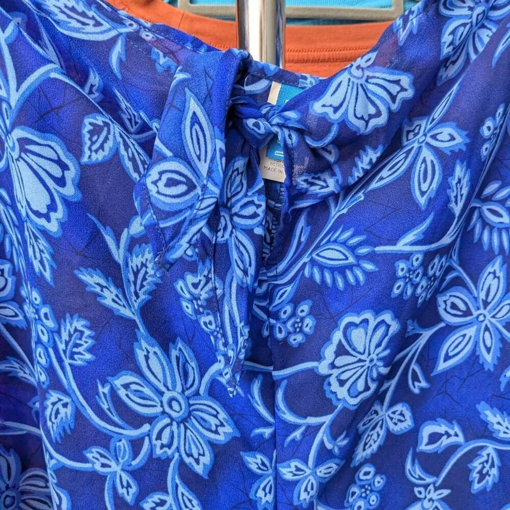 Sessa Blue Floral Beach Cover-Up Pants Size L